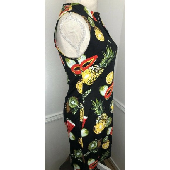 Women's New York & Co. X Small NWT Black Fruit Dress Side Pockets Stretch Cotton - Picture 3 of 8
